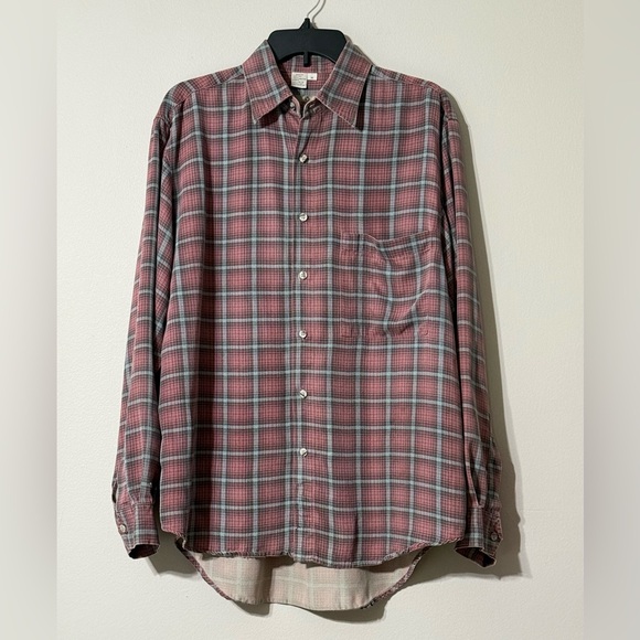 Vintage Plaid The Territory Ahead 100% Silk Button Down Shirt M Medium - Picture 2 of 8